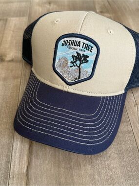 Joshua Tree National Park Hat Baseball Cap Mesh Adjustable Blue Tan Patch